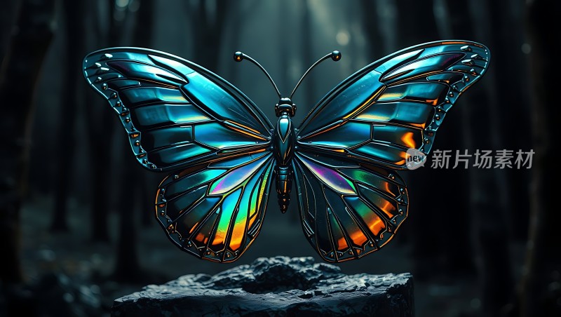 蝴蝶翅膀上的彩虹光芒