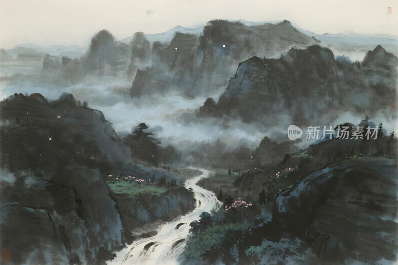 中国传统山水水墨画