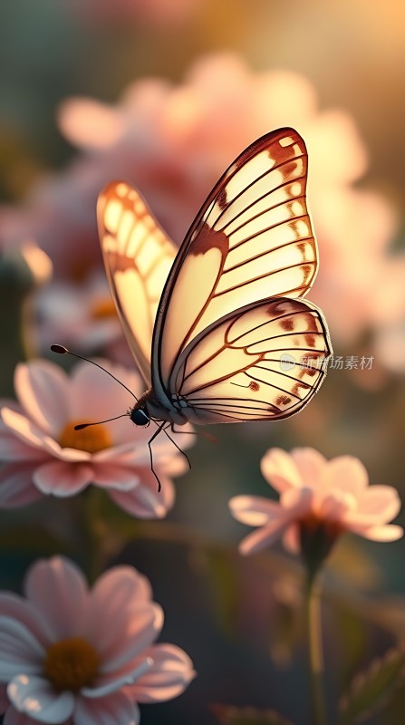 蝴蝶翩翩起舞于花丛间