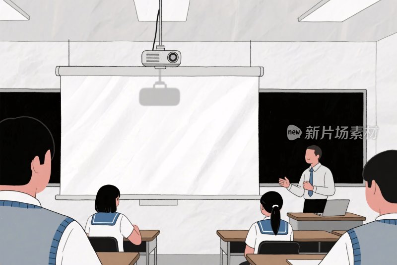 教室授课插画场景