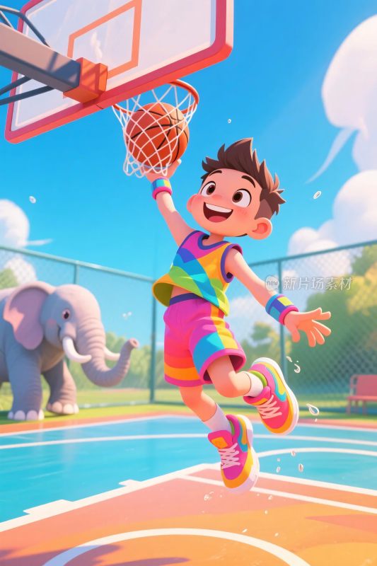 儿童篮球运动插画
