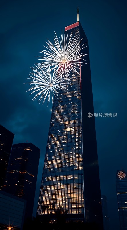 璀璨烟花映高楼