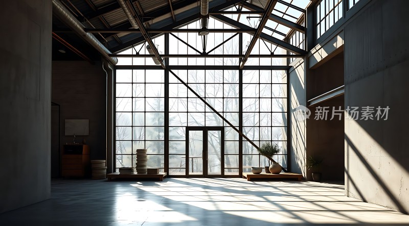 阳光洒满现代工业风大堂