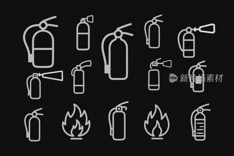 灭火器图标插画集合