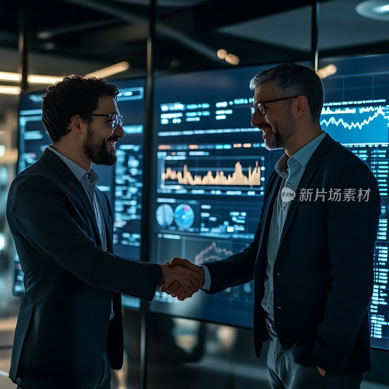 商务合作数据背景下的握手瞬间