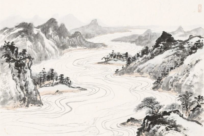 中国传统山水水墨画