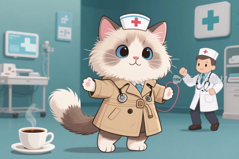 卡通猫咪护士形象