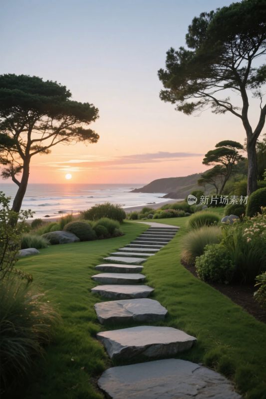 海边步道风景摄影