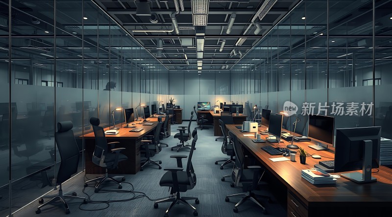 现代办公室空间整洁明亮的工作环境