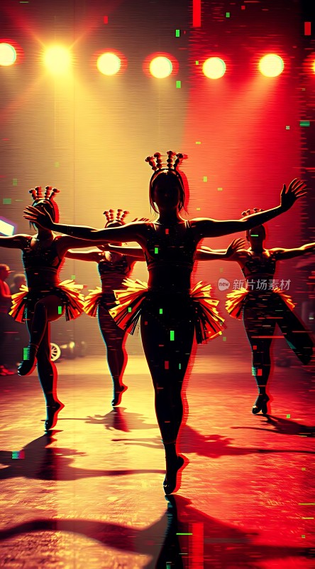 舞台上的舞者灯光璀璨动作优美