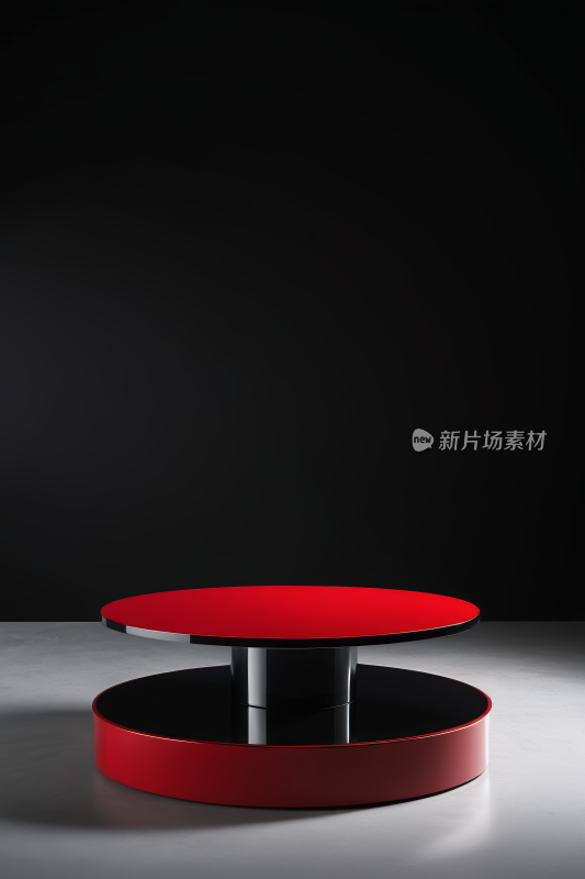 一张红色桌子底座为黑色底座为白色高清图片