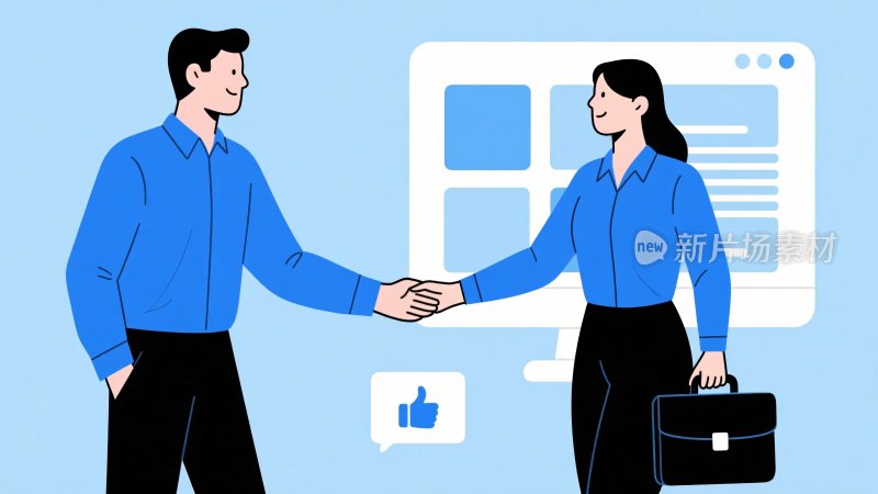 商务人士握手合作插画