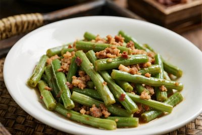 豆角炒肉菜肴展示 豆角炒肉菜肴展示