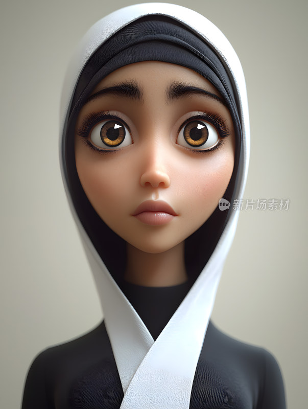 戴着黑白头巾年轻女子