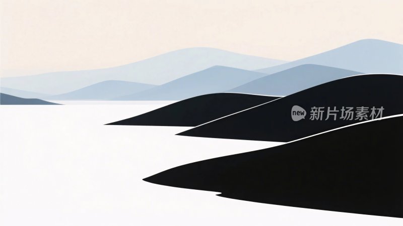 简约山水风景插画