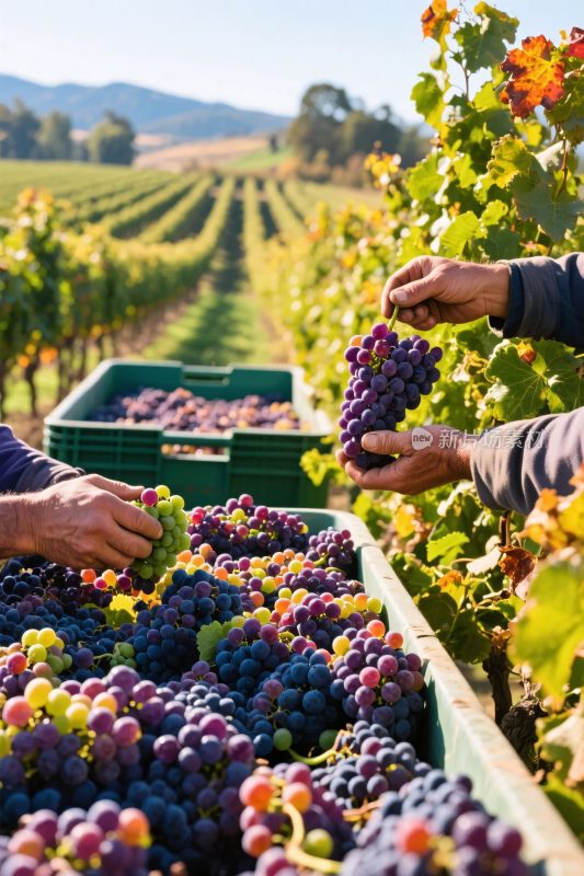 葡萄园采摘葡萄场景