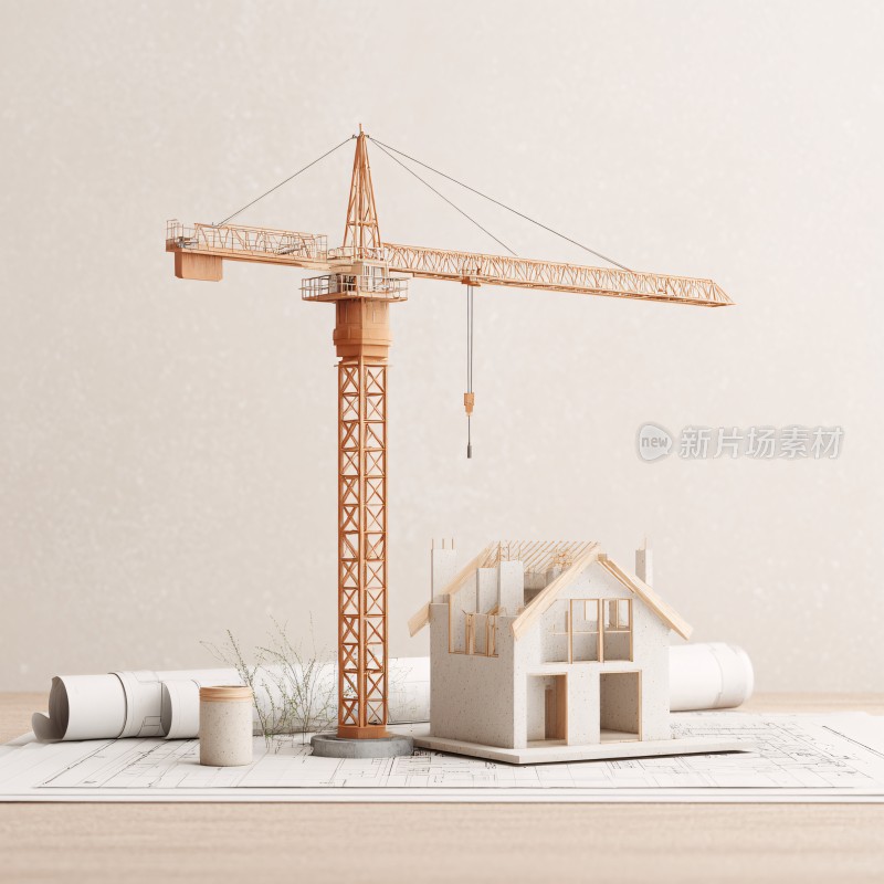 塔吊与房屋模型场景图