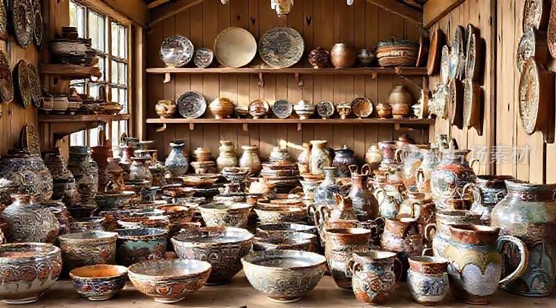 陶艺展示精美瓷器陈列