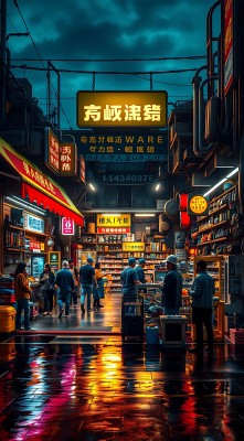 夜市繁华霓虹闪烁人间烟火气浓烈 夜市繁华霓虹闪烁人间烟火气浓烈