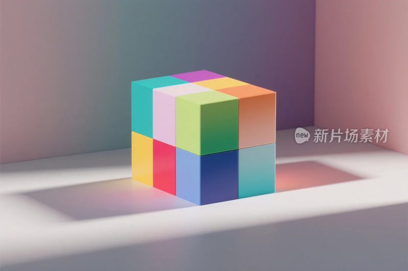 彩色立体方块艺术图
