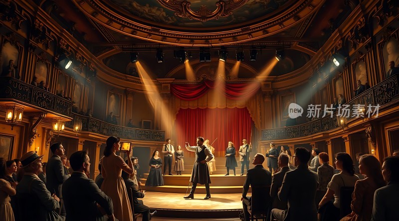 新片场素材剧院舞台上的表演者与观众