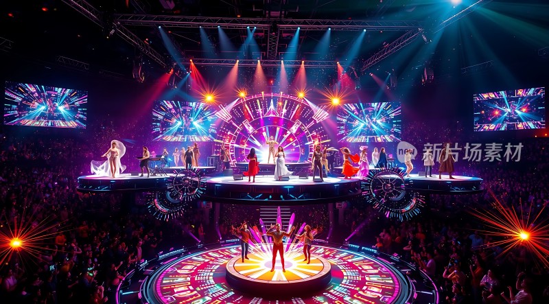 舞台灯光璀璨表演者精彩纷呈观众热情高涨