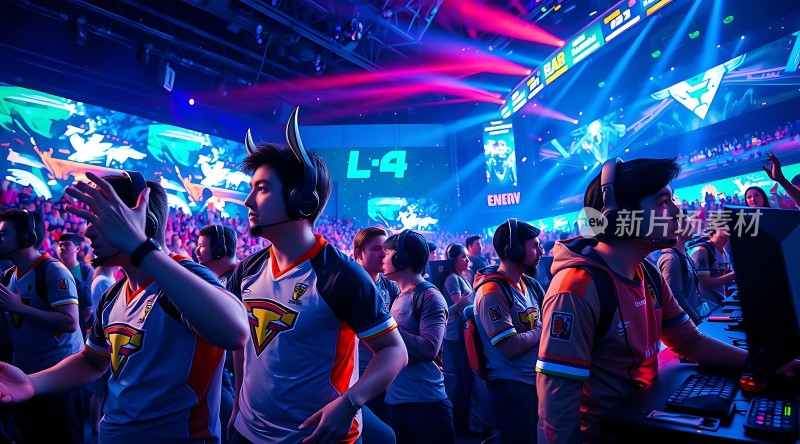 电竞比赛现场选手们专注投入观众热情高涨