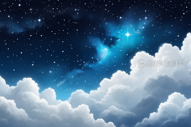 星空夜空云彩和星星高清背景图片