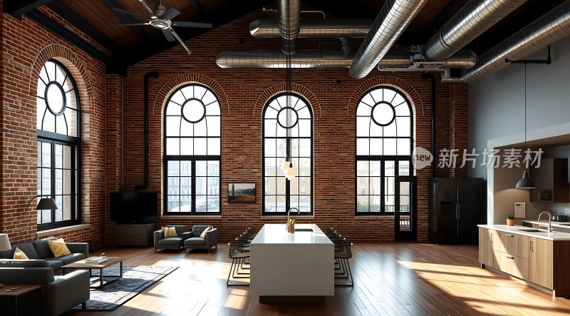 工业风大宅红砖绿窗现代家居温馨舒适