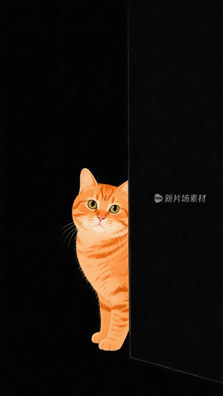 好奇的小猫探出头