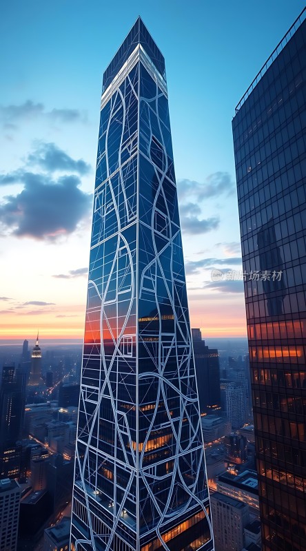 摩天大楼夜幕下的璀璨光芒