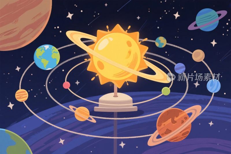 太阳系天体插画