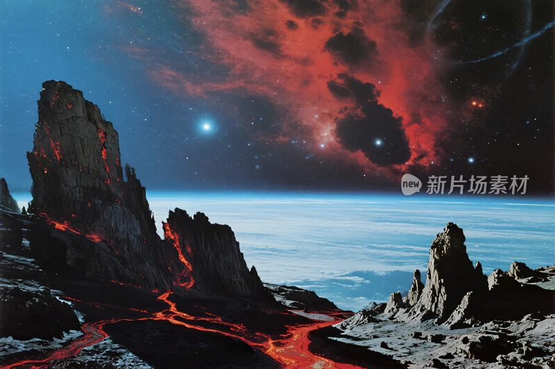 科幻风格外星熔岩地貌景观