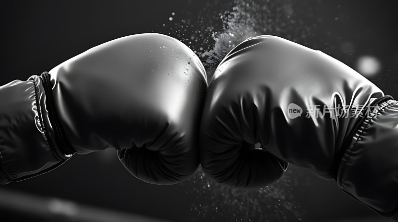 拳击手套碰撞火花四溅