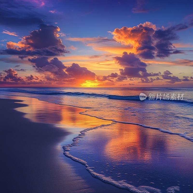 海边橙色云彩自然风景