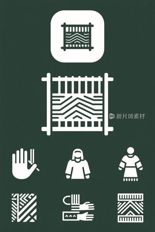 纺织工具与织物图标集合