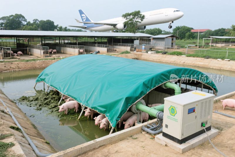 生态养殖与飞行背景场景