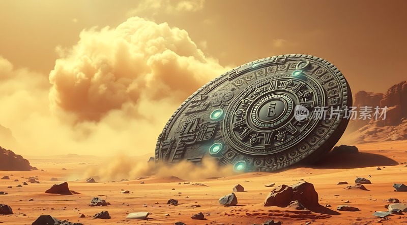 外星飞船坠落在火星表面