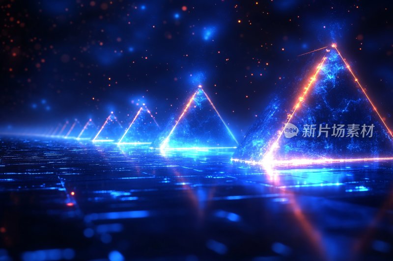 炫彩霓虹三角科技风画面