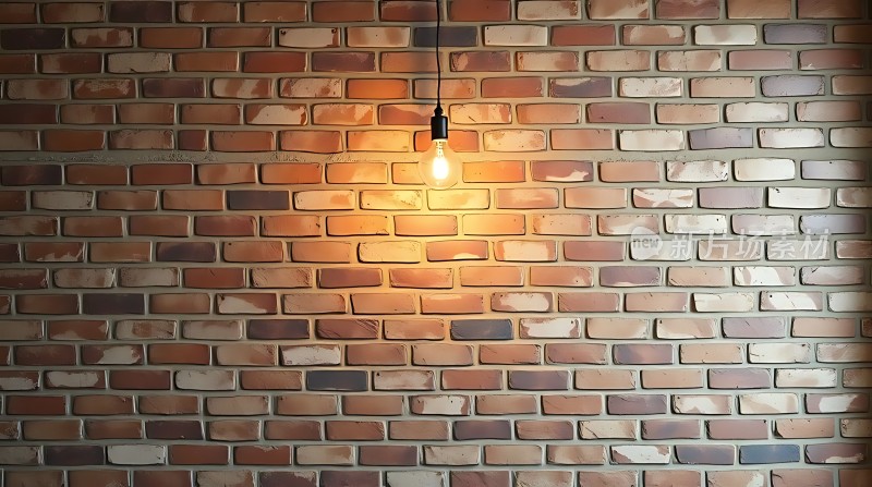 复古砖墙上的温馨灯光