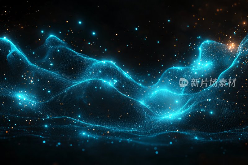 梦幻蓝色流动光效星空画面