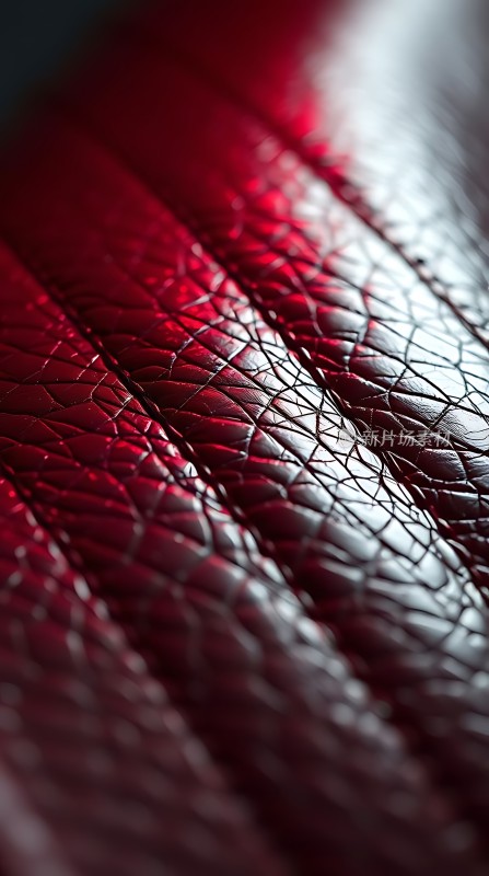 红色皮革纹理细节