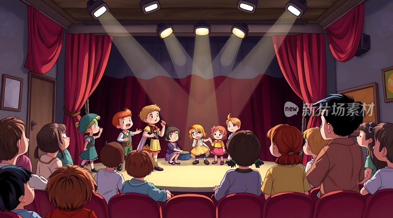 舞台表演孩子们在聚光灯下展现才艺