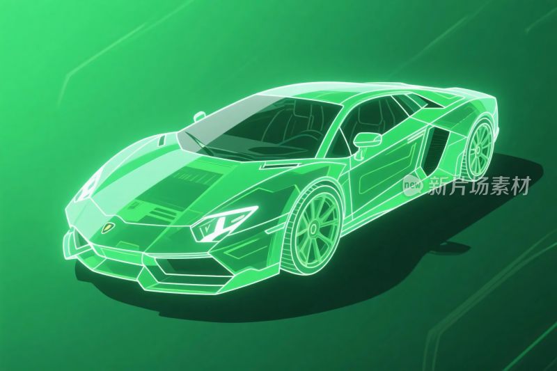 绿色霓虹跑车插画