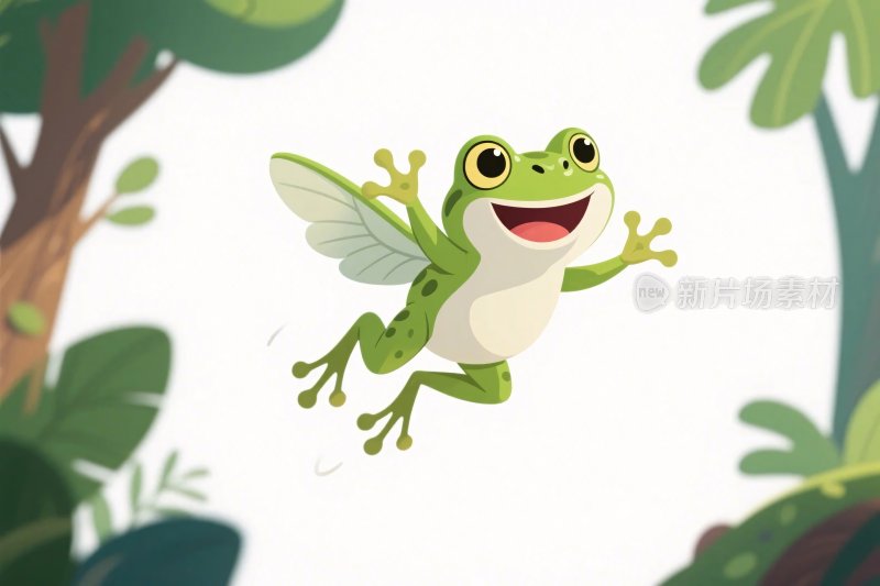 会飞的卡通青蛙插画