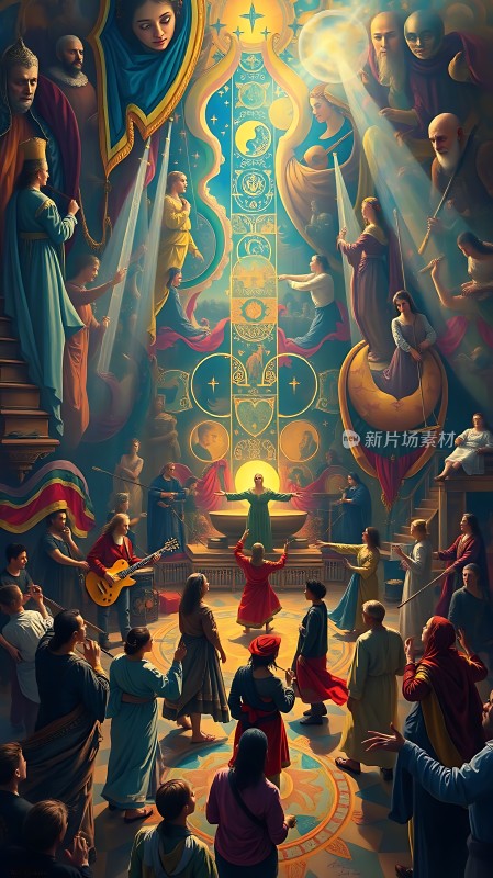 **神圣聚会光芒四射的宗教仪式**