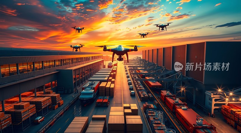 未来物流无人机与集装箱运输交响曲
