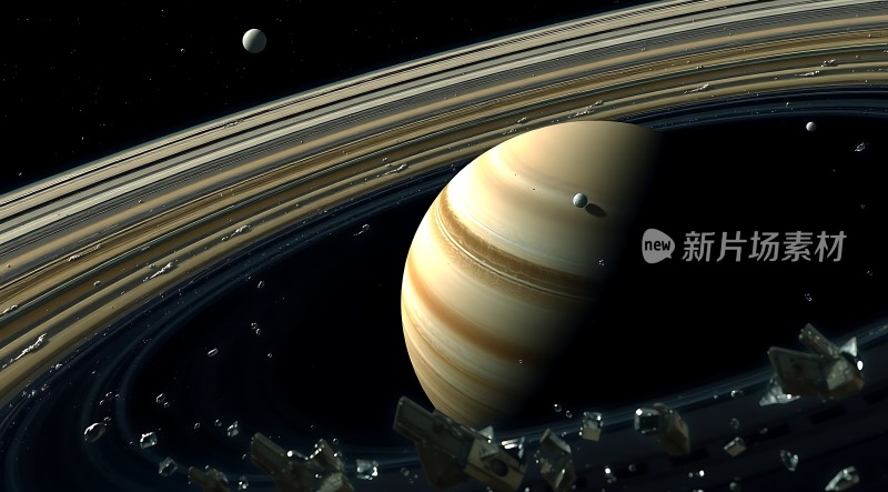 土星环与卫星的神秘宇宙景象