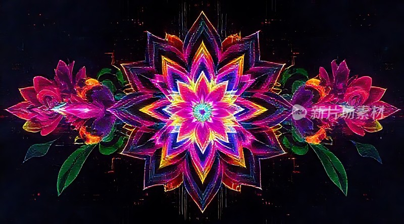 五彩斑斓的花朵绽放