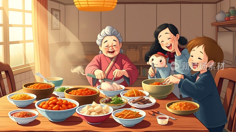 家庭聚餐温馨时刻